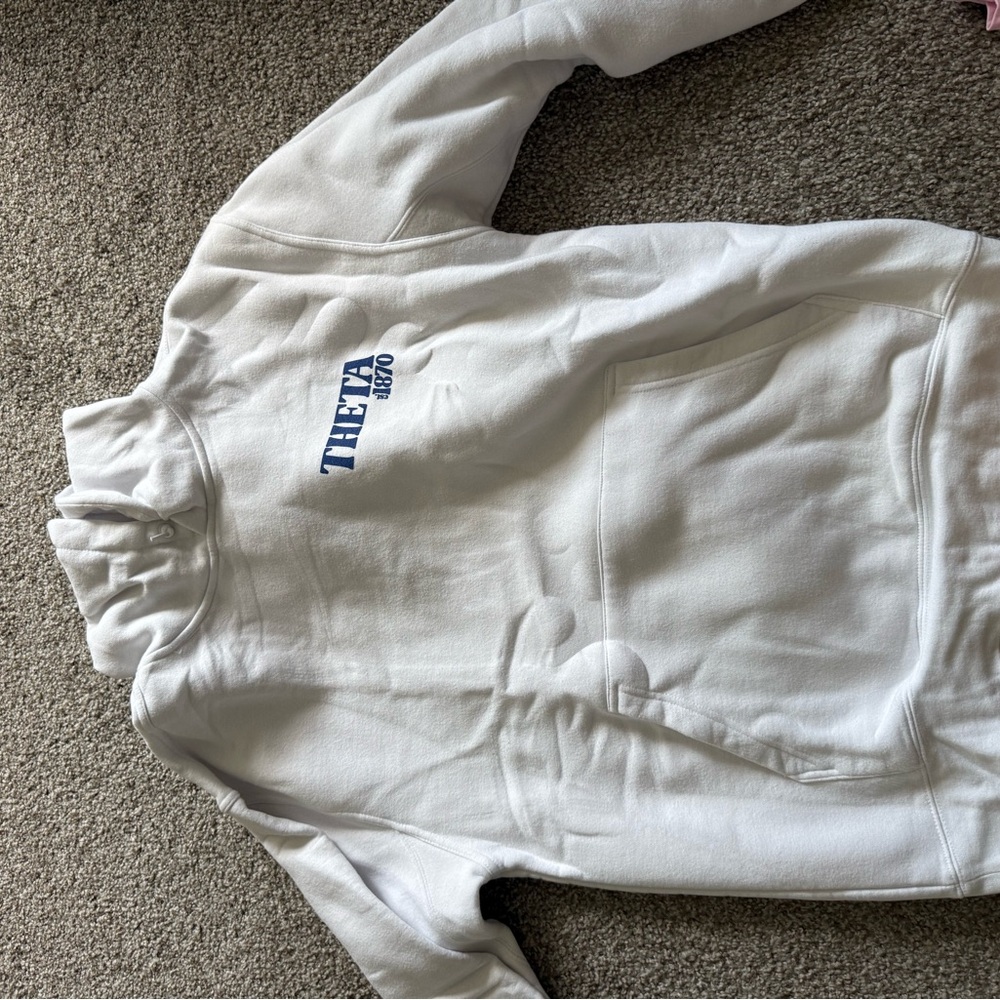 White Kappa Alpha Theta Hoodie with Blue Logo